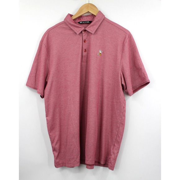 Travis Mathew Golf Polo Shirt Size XL Lightweight SS Men's Red Pink Short Sleeve - Picture 1 of 10